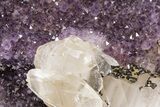 Amethyst Geode with Calcite Crystals on Metal Stand - Uruguay #199669-4